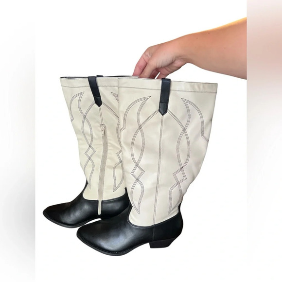 black and white knee high western cowgirl boots - Picture 9 of 9